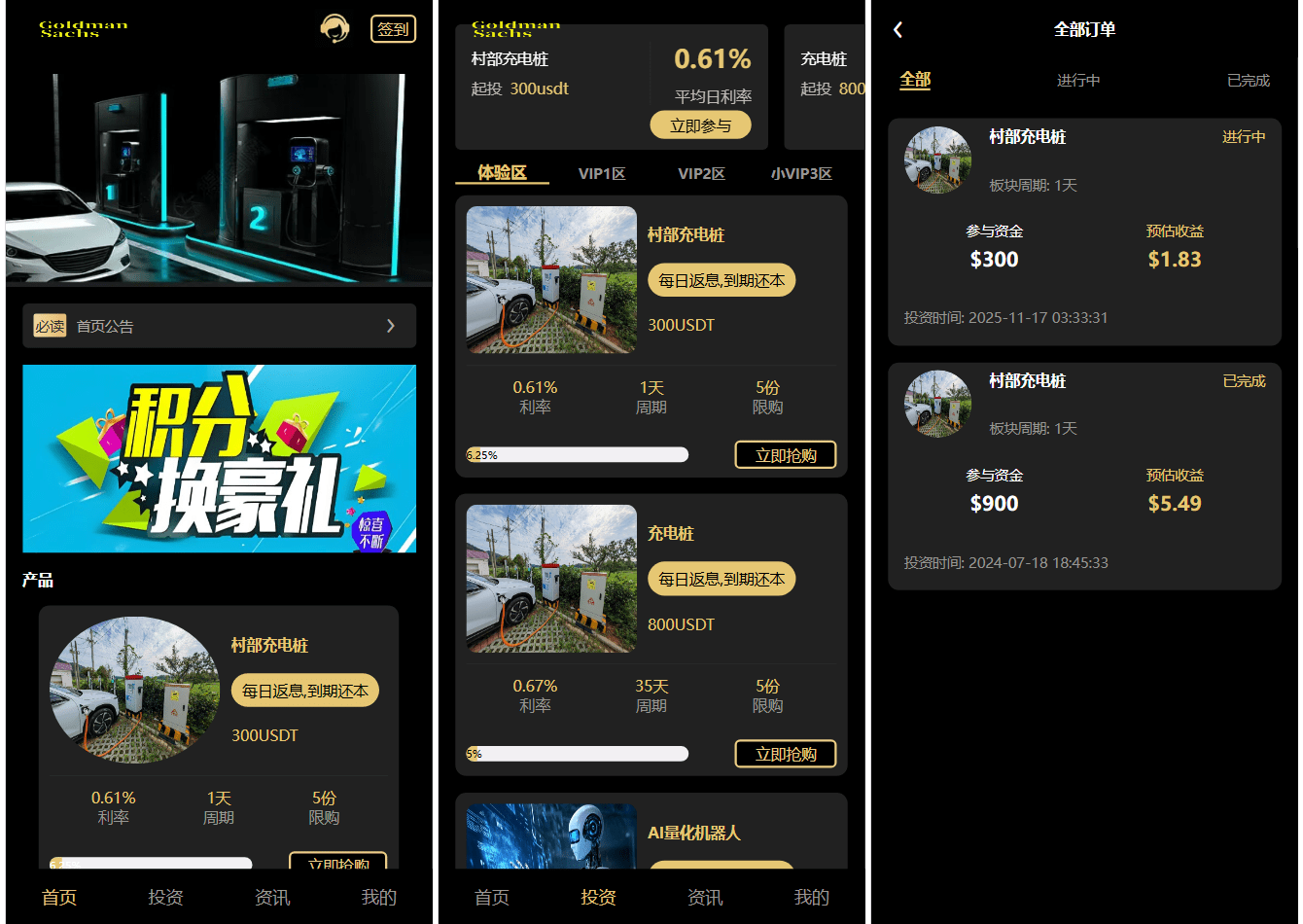 Fidelity充电桩投资理财系统源码-前端uniapp纯源码+后端PHP-入巷拾玖